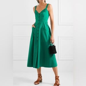 SALONI Fara Vibrant Green Button-Down Midi Dress